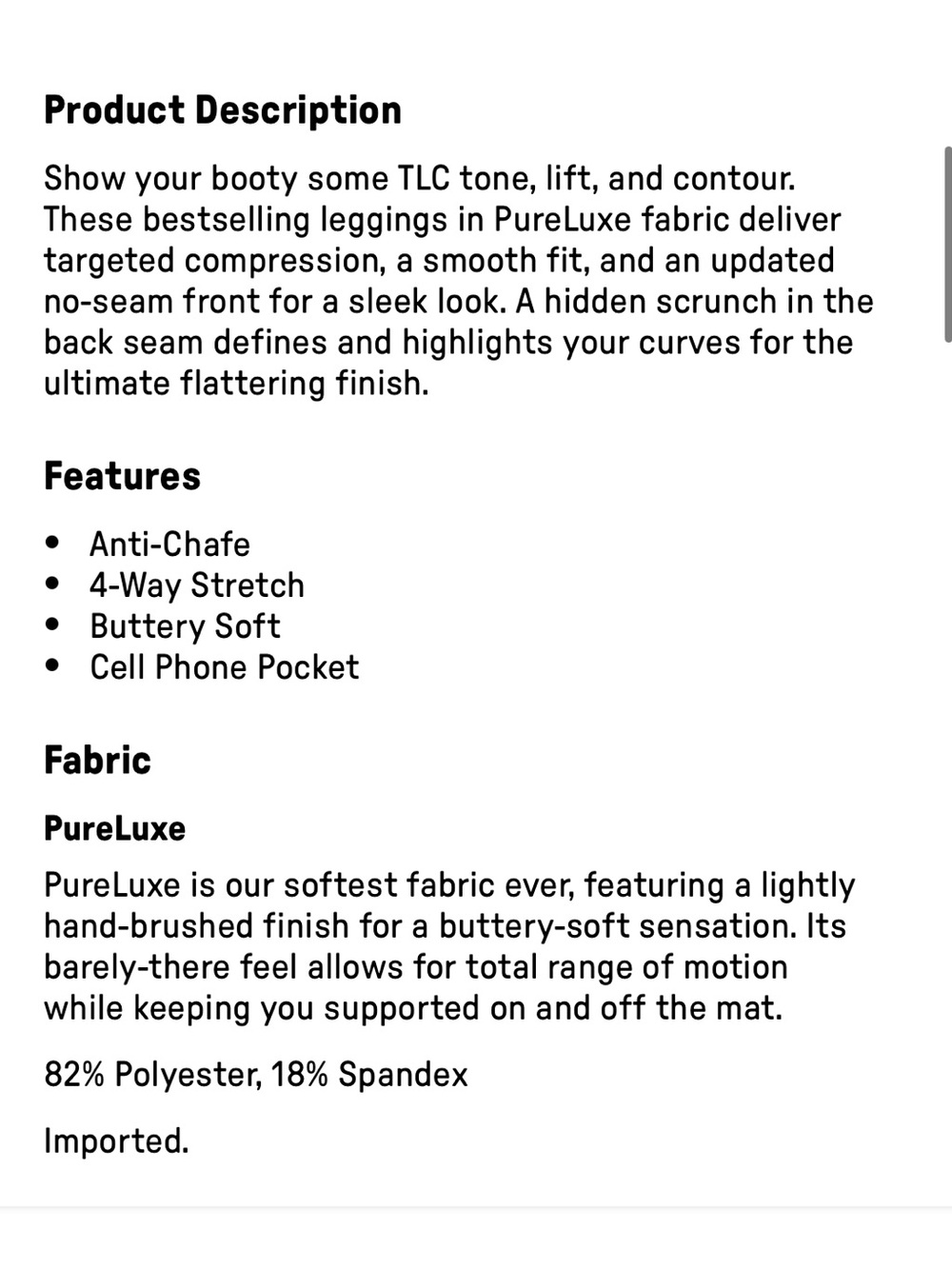 The No-Seam PureLuxe TLC Legging Fabletics - Picture 3 of 3